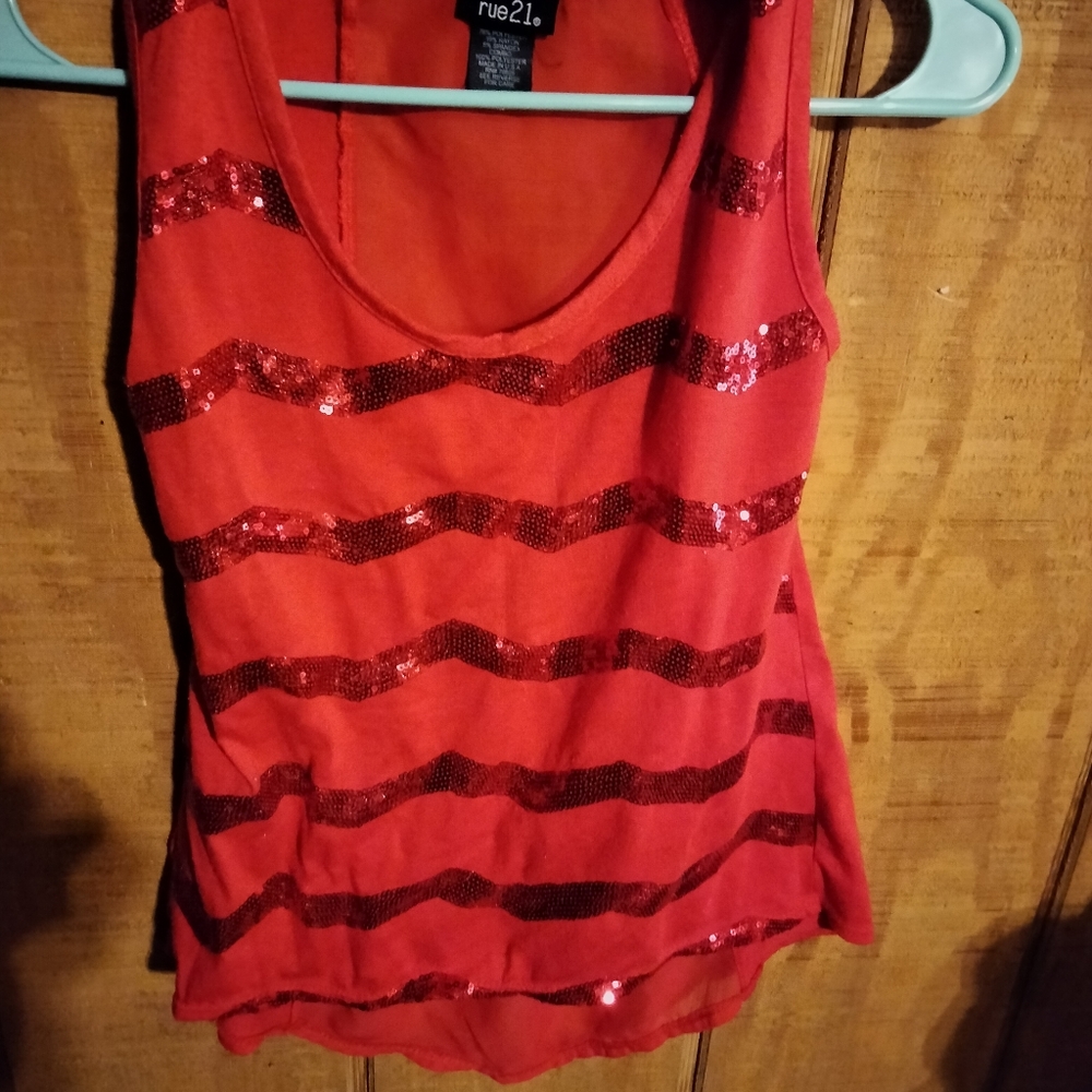 Sequin zig zag tank top